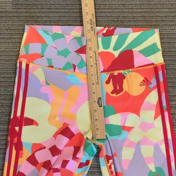 Adidas x Farm Rio 7/8 Athletic Leggings Size Large Red Multicolor - Picture 4 of 7